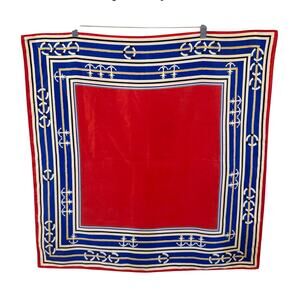 Vintage Anchor Rope Square Scarf 29X29" Nautical Maritime Equestrian Red Blue